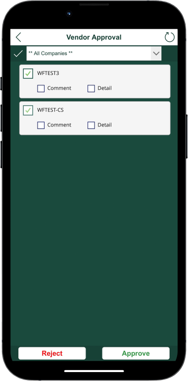 Payable Transaction Approval screen