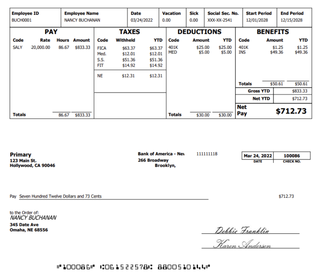 Payroll Stub